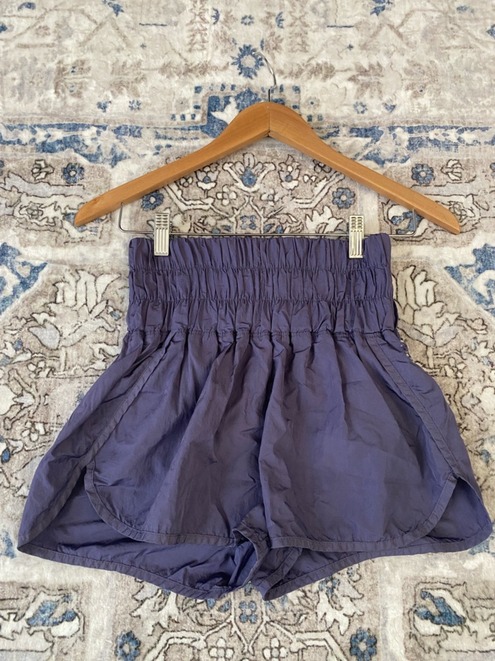 Free People Movement High-Waist Smocked Purple/Dark Blue Women’s Shorts